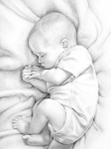 un bébé en position de fœtus qui dort